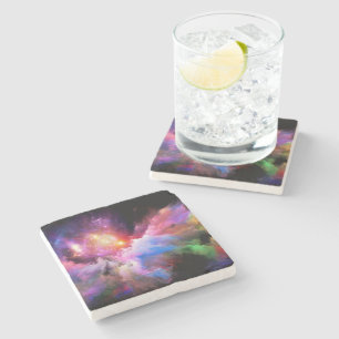 SlipperyJoe's cloud artwork abstract vibrant surre Stone Coaster