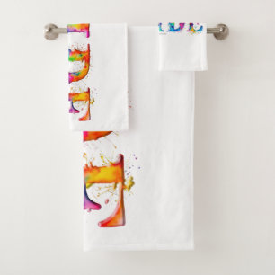SlipperyJoe's colourful creative Pride-themed text Bath Towel Set
