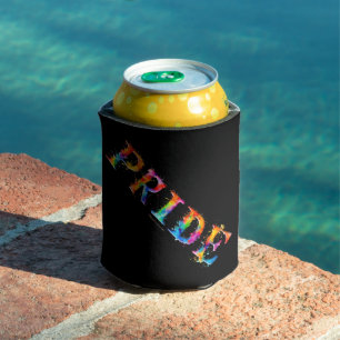 SlipperyJoe's colourful creative Pride-themed text Can Cooler