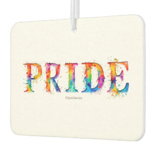 SlipperyJoe's colourful creative Pride-themed text Car Air Freshener