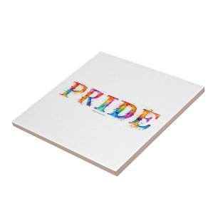 SlipperyJoe's colourful creative Pride-themed text Ceramic Tile