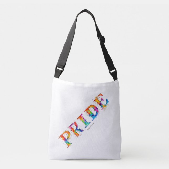 SlipperyJoe's colourful creative Pride-themed text Crossbody Bag (Front)