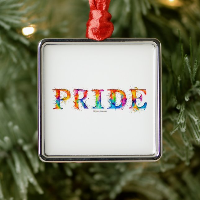 SlipperyJoe's colourful creative Pride-themed text Metal Ornament (Tree)