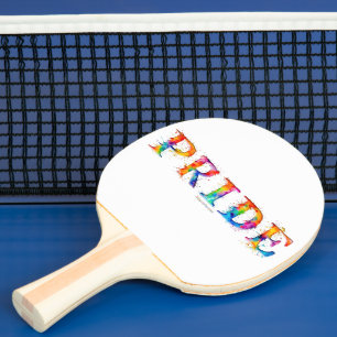 SlipperyJoe's colourful creative Pride-themed text Ping Pong Paddle