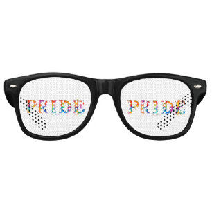 SlipperyJoe's colourful creative Pride-themed text Retro Sunglasses