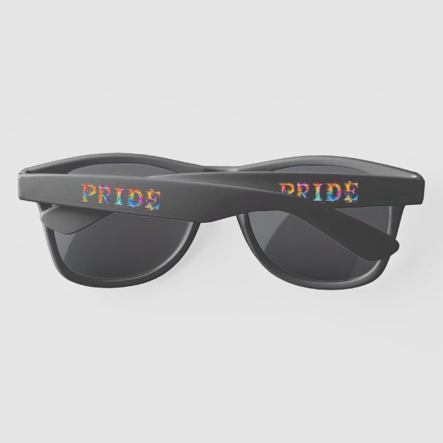 SlipperyJoe's colourful creative Pride-themed text Sunglasses (Back)