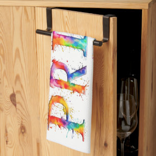 SlipperyJoe's colourful creative Pride-themed text Tea Towel