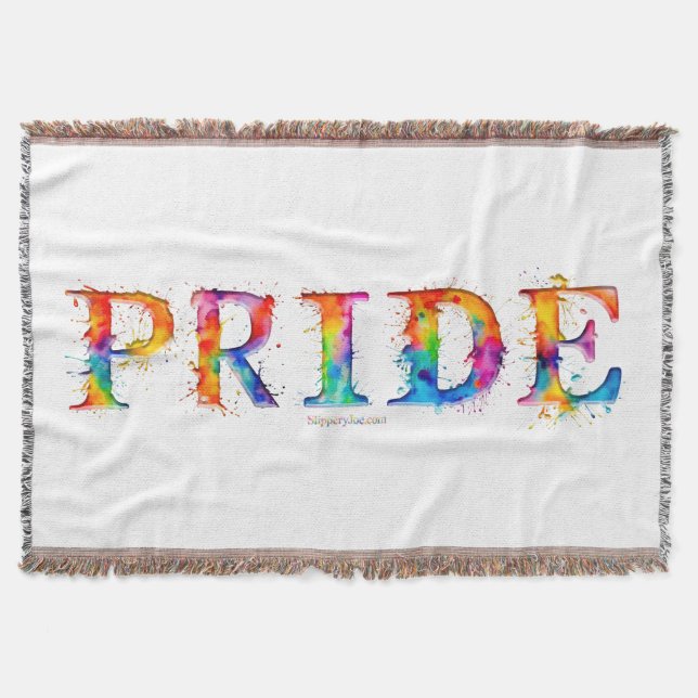SlipperyJoe's colourful creative Pride-themed text Throw Blanket (Front)
