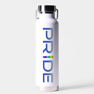 SlipperyJoe's Colourful Pride word blue rainbow co Water Bottle