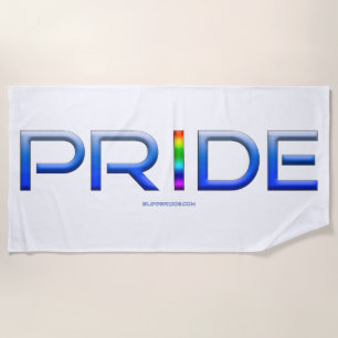 SlipperyJoe's Colourful Pride word bold metallic b Beach Towel