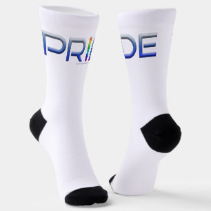SlipperyJoe's Colourful Pride word bold metallic b Socks