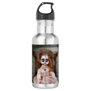 SlipperyJoe's creepy doll pale face creepy blood d 532 Ml Water Bottle
