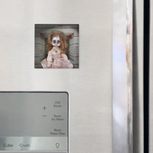 SlipperyJoe's creepy doll pale face creepy blood d Magnet