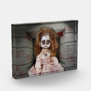 SlipperyJoe's creepy doll pale face creepy blood d Photo Block
