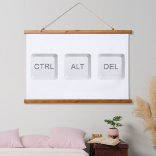 SlipperyJoe's CTRL ALT DEL buttons three white com Hanging Tapestry