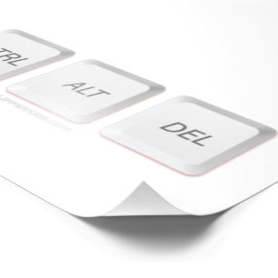 SlipperyJoe's CTRL ALT DEL buttons three white com Photo Print
