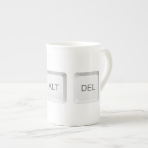 SlipperyJoe's CTRL ALT DEL computer keyboard butto Bone China Mug