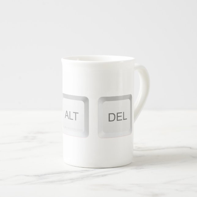 SlipperyJoe's CTRL ALT DEL computer keyboard butto Bone China Mug (Front Right)