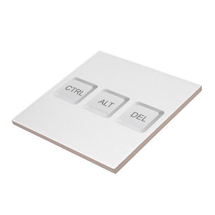 SlipperyJoe's CTRL ALT DEL computer keyboard butto Ceramic Tile