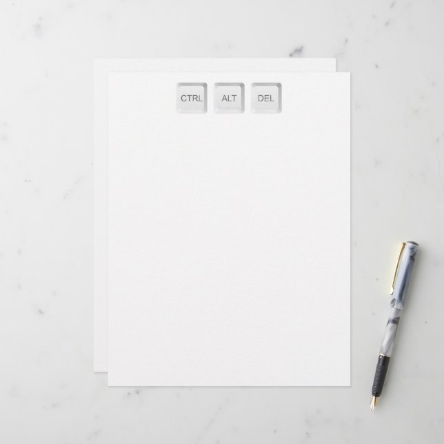 SlipperyJoe's CTRL ALT DEL computer keyboard butto Custom Letterhead (Front/Back In Situ)