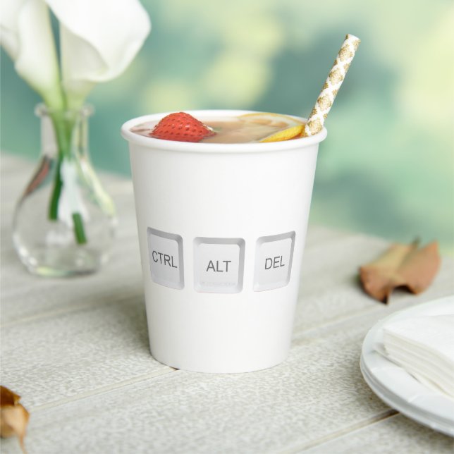 SlipperyJoe's CTRL ALT DEL computer keyboard butto Paper Cups (Insitu)