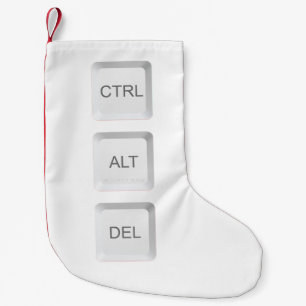SlipperyJoe's CTRL ALT DEL computer keyboard butto Small Christmas Stocking