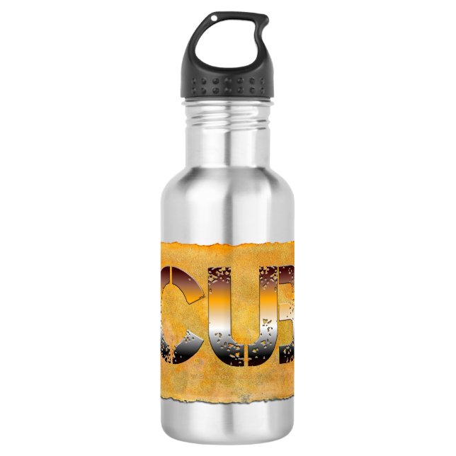 SlipperyJoe's cub bear word orange-brown tones pro 532 Ml Water Bottle (Front)