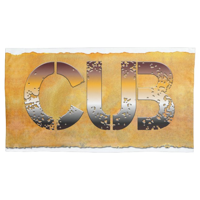 SlipperyJoe's cub bear word orange-brown tones pro Pillowcase (Front)