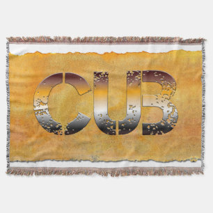 SlipperyJoe's cub bear word orange-brown tones pro Throw Blanket