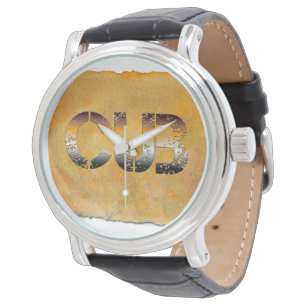 SlipperyJoe's cub bear words gold brown tan white Watch