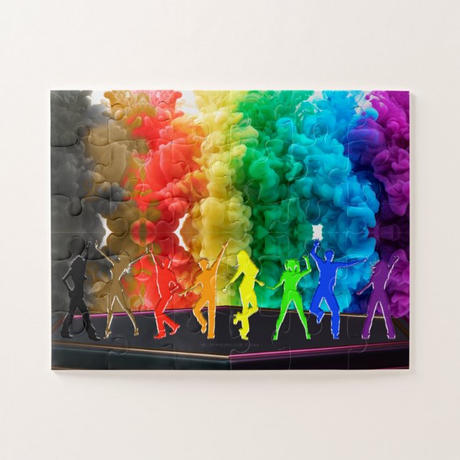 SlipperyJoe's  Dancing Pride Shadows gay gifts art Jigsaw Puzzle (Horizontal)
