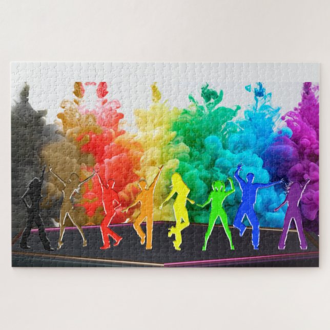 SlipperyJoe's  Dancing Pride Shadows gay gifts art Jigsaw Puzzle (Horizontal)