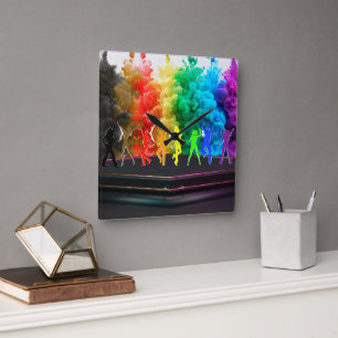 SlipperyJoe's  Dancing Pride Shadows gay gifts art Square Wall Clock