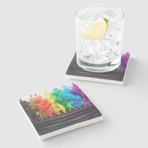 SlipperyJoe's  Dancing Pride Shadows gay gifts art Stone Coaster
