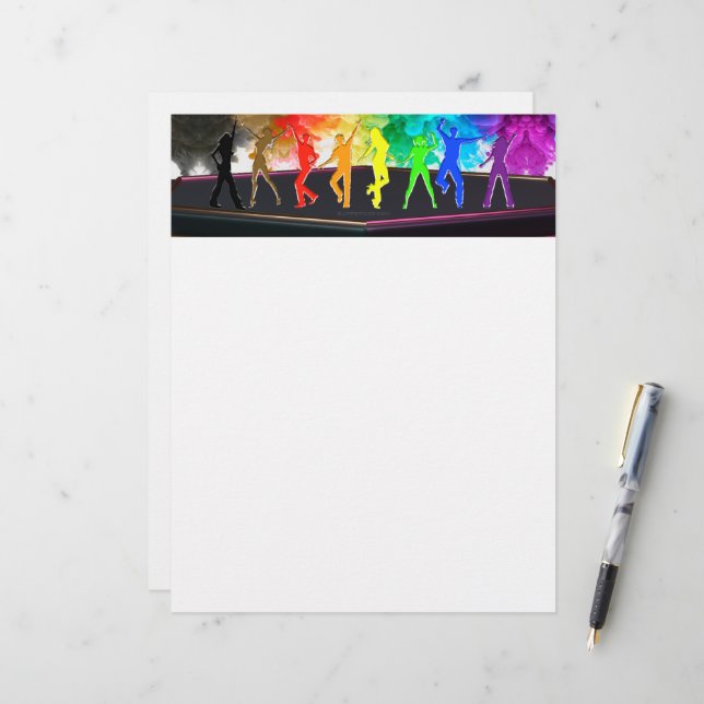 SlipperyJoe's Dancing Pride Shadows gay gifts arti Custom Letterhead (Front/Back In Situ)