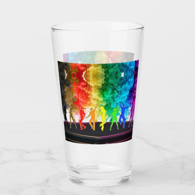 SlipperyJoe's Dancing Pride Shadows gay gifts arti Glass (Front)