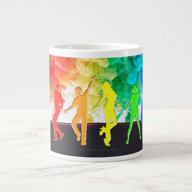 SlipperyJoe's Dancing Pride Shadows gay gifts arti Large Coffee Mug (Front)