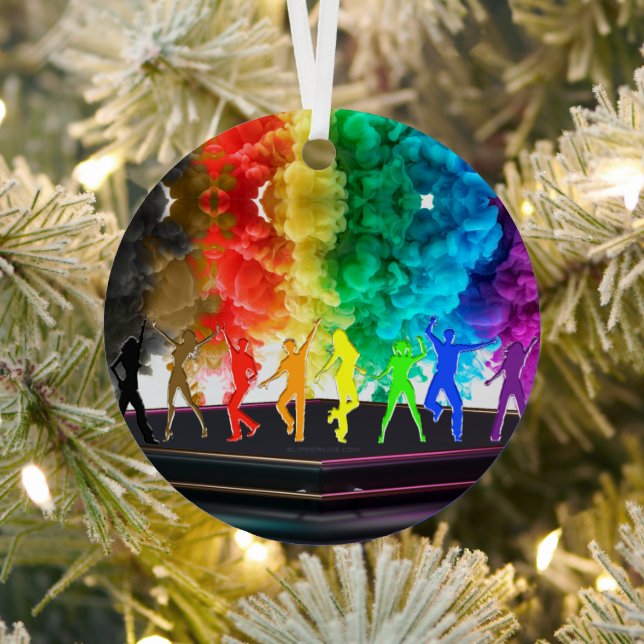 SlipperyJoe's Dancing Pride Shadows gay gifts arti Metal Tree Decoration (Insitu)