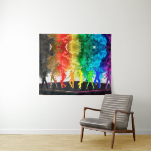 SlipperyJoe's Dancing Pride Shadows gay gifts arti Tapestry