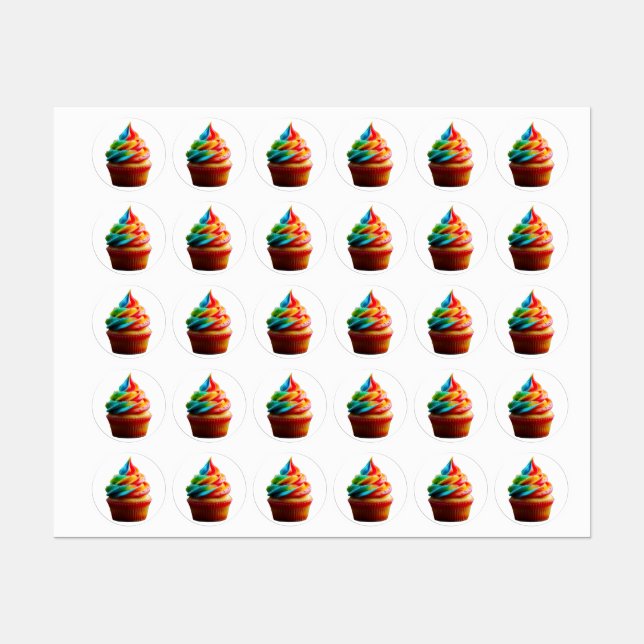 SlipperyJoe's dazzling rainbow cupcake swirled fro (Sheet)