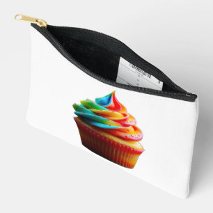 SlipperyJoe's dazzling rainbow cupcake swirled fro Accessory Pouch