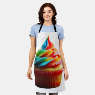 SlipperyJoe's dazzling rainbow cupcake swirled fro Apron