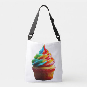 SlipperyJoe's dazzling rainbow cupcake swirled fro Crossbody Bag