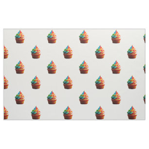 SlipperyJoe's dazzling rainbow cupcake swirled fro Fabric