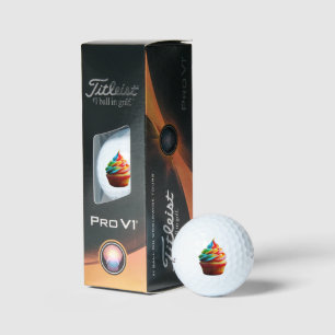 SlipperyJoe's dazzling rainbow cupcake swirled fro Golf Balls