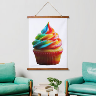 SlipperyJoe's dazzling rainbow cupcake swirled fro Hanging Tapestry