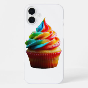 SlipperyJoe's dazzling rainbow cupcake swirled fro iPhone 16 Plus Case