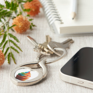 SlipperyJoe's dazzling rainbow cupcake swirled fro Key Ring