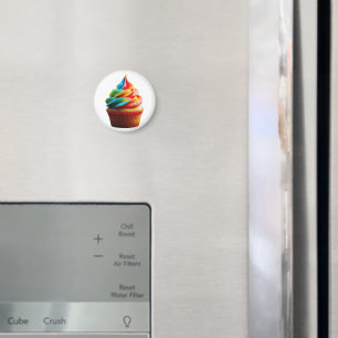 SlipperyJoe's dazzling rainbow cupcake swirled fro Magnet