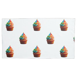SlipperyJoe's dazzling rainbow cupcake swirled fro Pillowcase